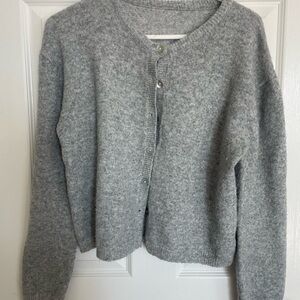 Women’s Cozy Crewneck Button-Front Sweater Cardigan - Gray